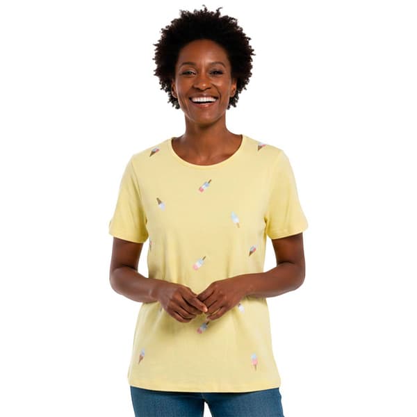 Petite Bonnie Evans Short Sleeve Embroidered Ice Cream Tee - image 