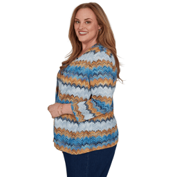 Plus Size Alfred Dunner Tuscany Two In One Abstract Stripe Blouse