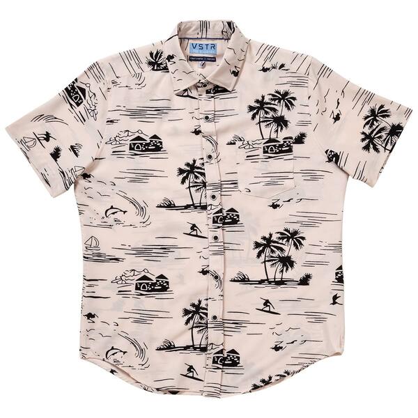 Young Mens VSTR Tropical Stretch Button Down Shirt - image 