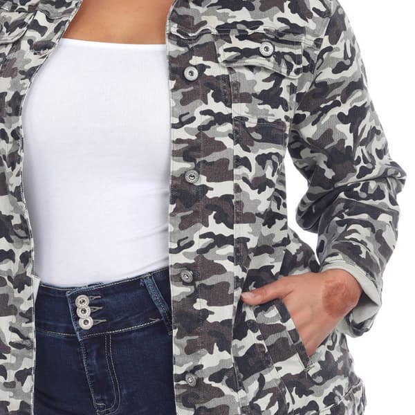 Plus Size White Mark Camo Denim Jacket