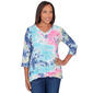 Womens Alfred Dunner In Full Bloom Torn Jacquard Tie Dye Top - image 1