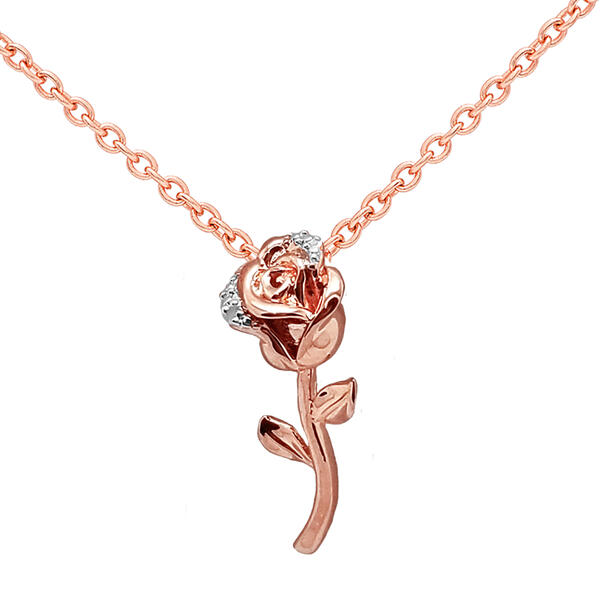 Accents by Gianni Argento Diamond Accent Rose Pendant Necklace - image 