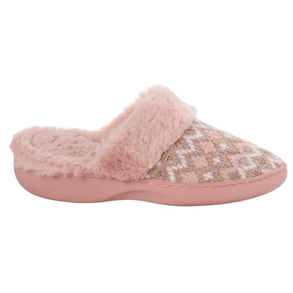 Womens Nanette Lepore Lurex Fair Isle Chenille Slide Slippers