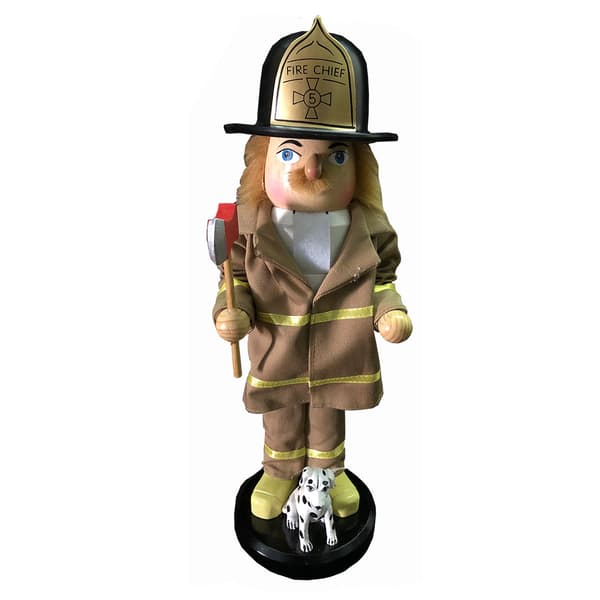 Santa's Workshop 14in. Fireman and Dalmatian Nutcracker - image 