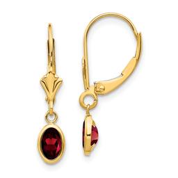 Gemstone Classics(tm) 14kt. Gold Oval Garnet Leverback Earrings