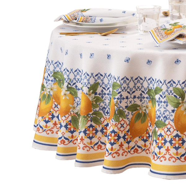 Threadmade Capri Lemon Double-Border Tablecloth - image 