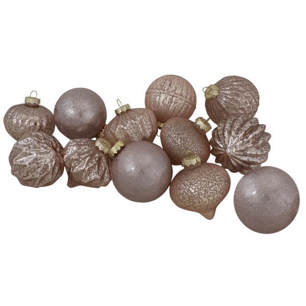 Northlight 12ct. Blush Finial & Glass Ball Christmas Ornaments