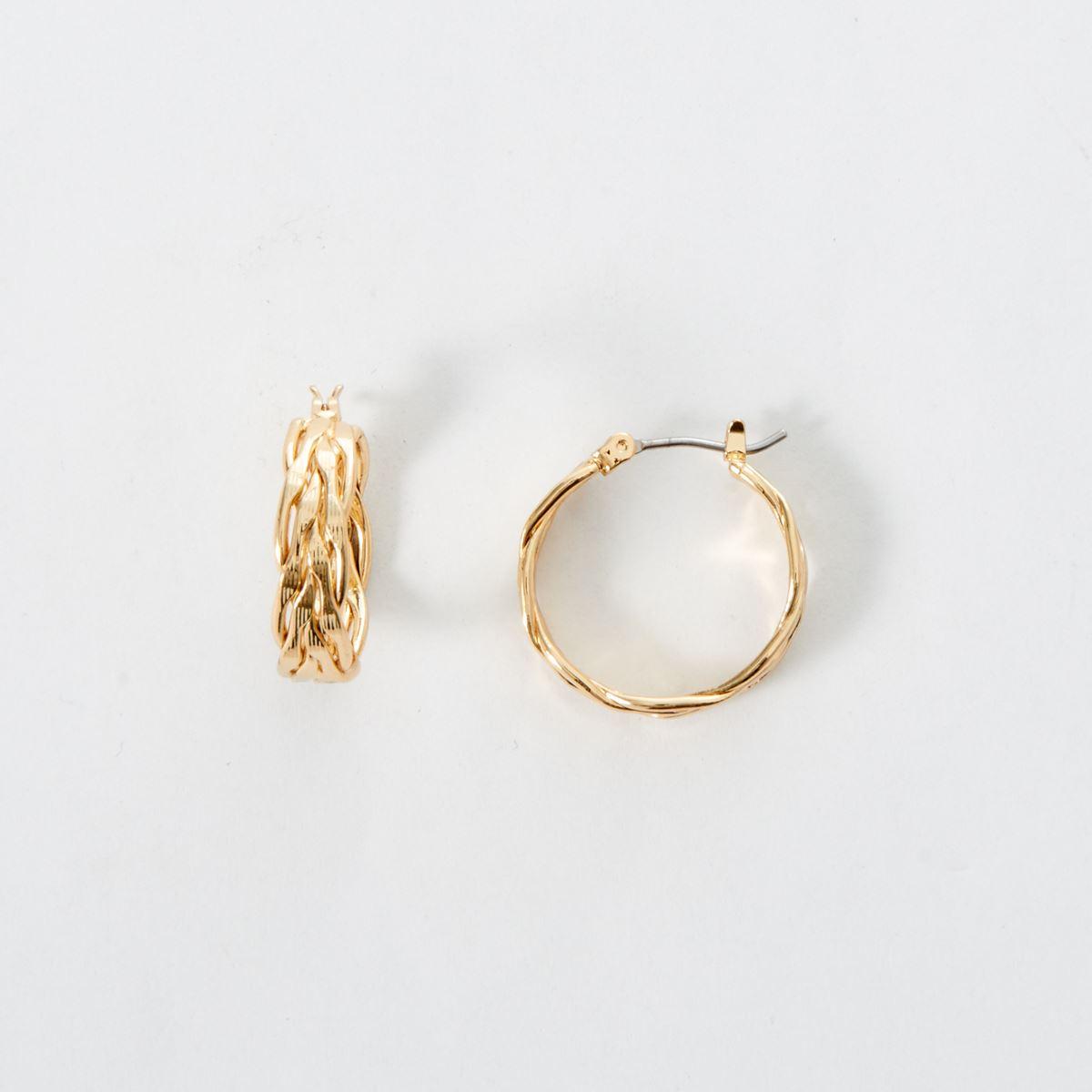 Napier Gold-Tone Small Thick Click Top Hoop Earrings