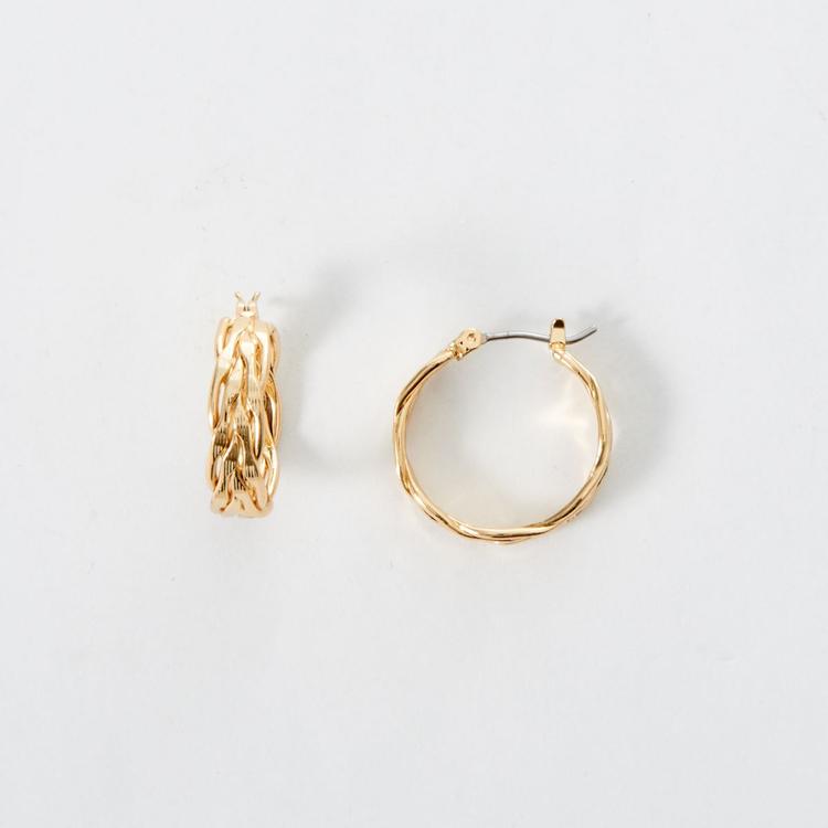 Napier Gold-Tone Small Thick Click Top Hoop Earrings