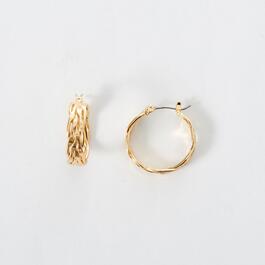 Napier Gold-Tone Small Thick Click Top Hoop Earrings