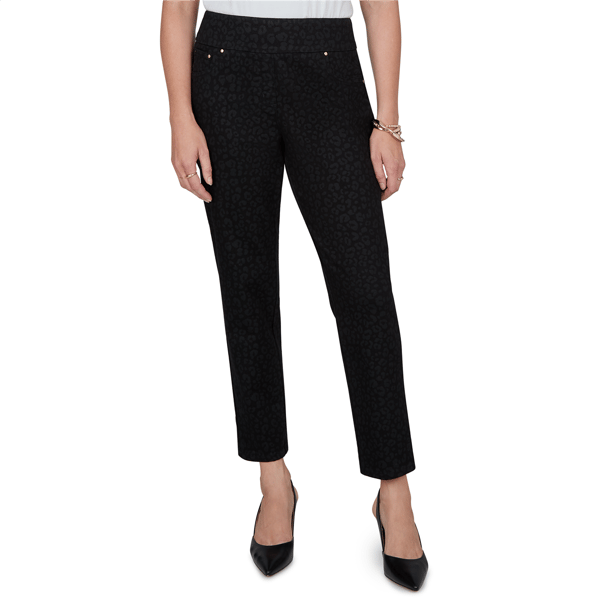Womens Ruby Rd. Mysterious Romance Leopard Pull On Denim Pants