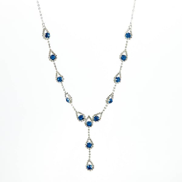 Rosa Rhinestones Blue Rhinestone Statement Y-Necklace - image 