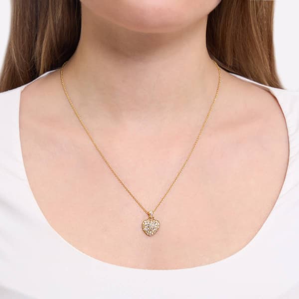 Athra 14kt. Gold over Brass Crystal Puffy Heart Pendant Necklace