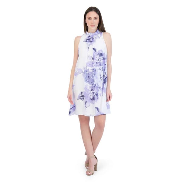 Womens Robbie Bee Sleeveless Mock Neck Floral Shift Dress