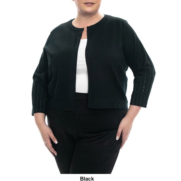 Plus Size Nina Leonard 3/4 Trim Sleeve Bolero