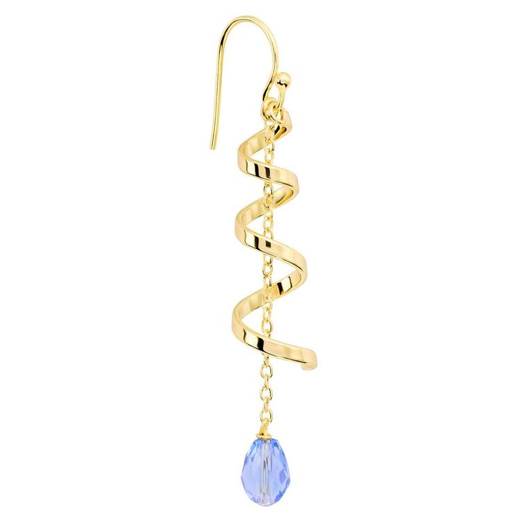 Athra 14kt. Gold over Brass & Blue Crystal Swirl Drop Earrings