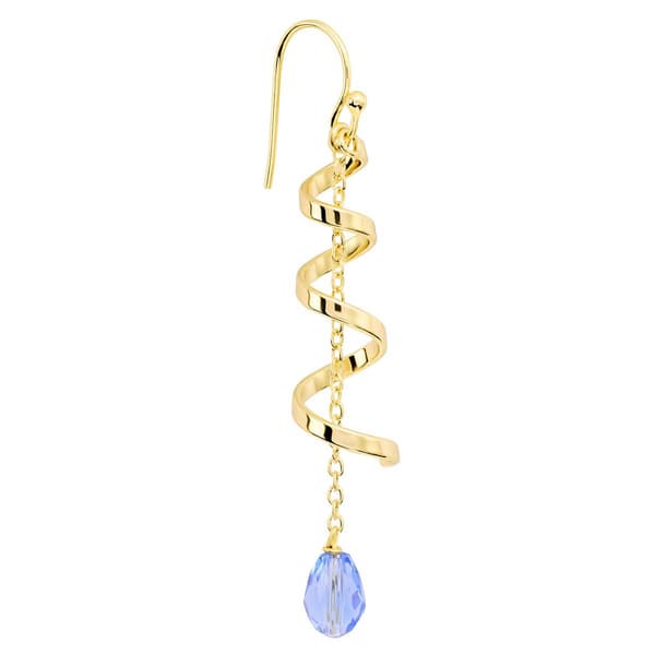Athra 14kt. Gold over Brass & Blue Crystal Swirl Drop Earrings
