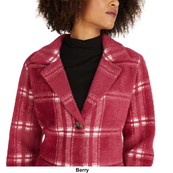 Womens NVLT Plaid Coatigan