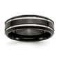 Mens Gentlemen's Classics&#40;tm&#41; Grooved Black IP-Plated 7mm Band - image 1