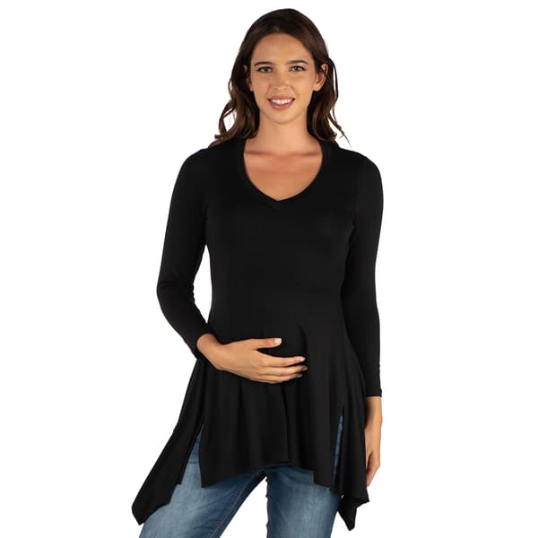 Plus Size 24/7Comfort Apparel Split Hemline Maternity Tunic Top - image 