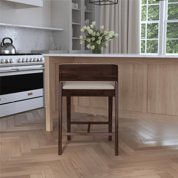 HH2 Home Dresden Walnut Fabric Counter Height Stool
