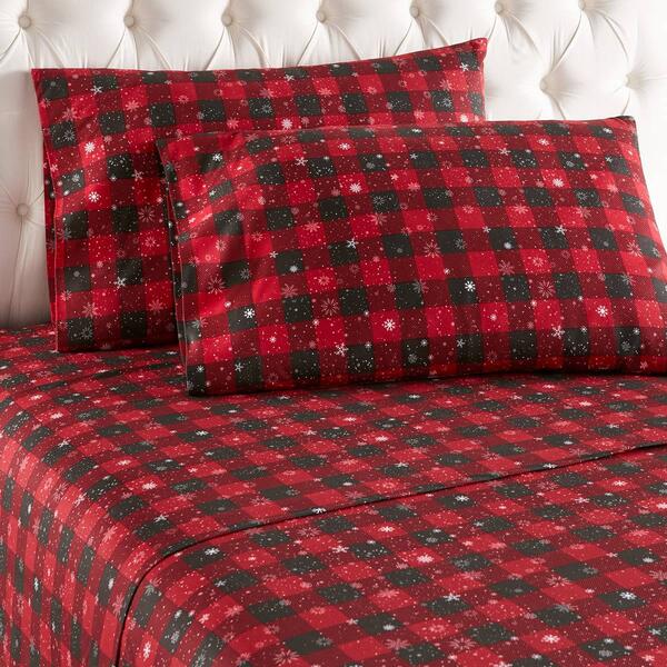 Micro Flannel&#40;R&#41; Buffalo Snowflakes Printed Deep-Pocket Sheet Set - image 