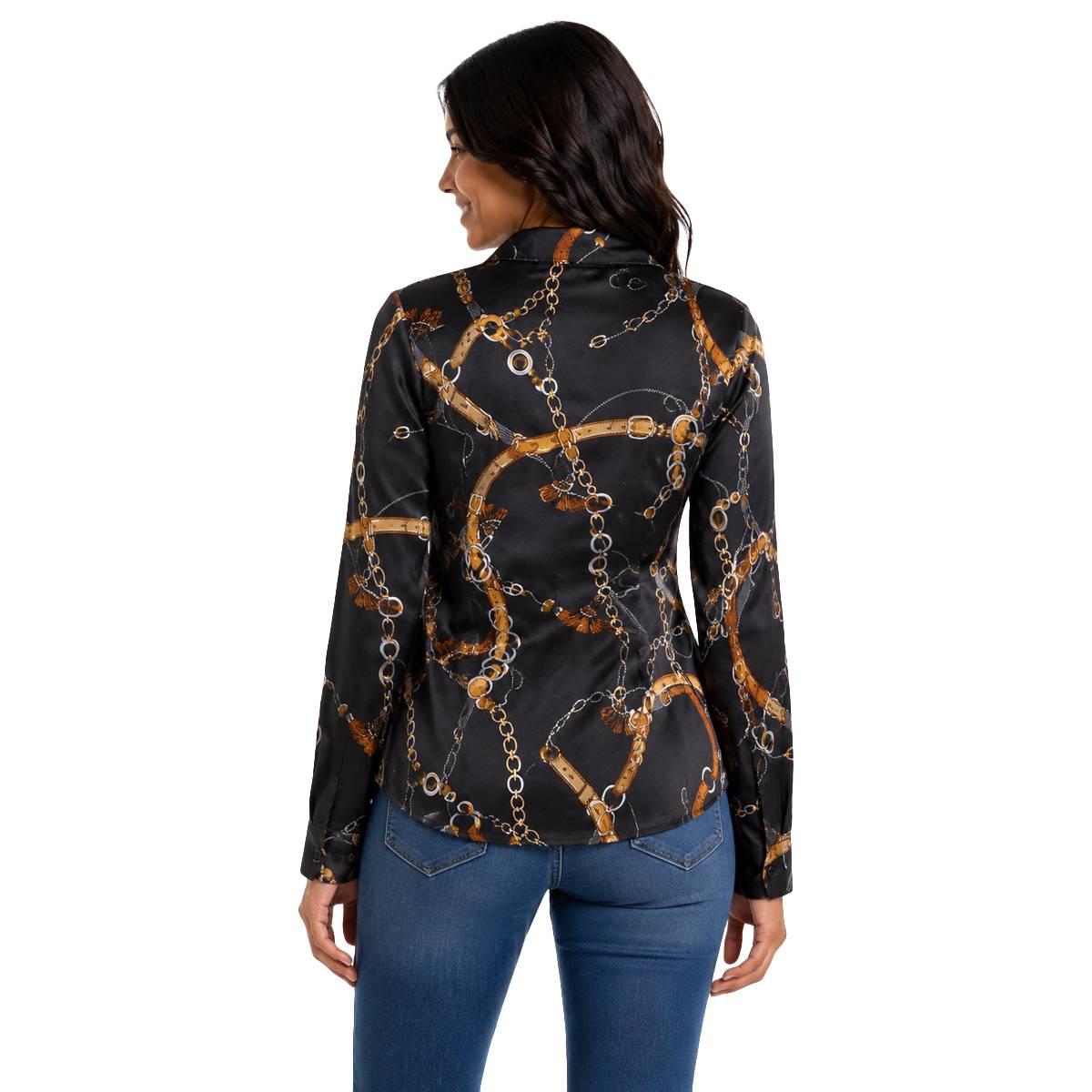 Juniors A. Byer Chain Portofino Button Up Blouse