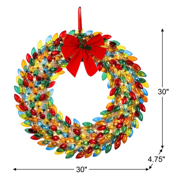 Mr. Christmas 30in. Vintage Multi-Color Bulb Wreath
