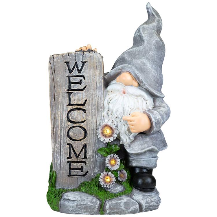 Northlight Seasonal LED Solar Gnome Welcome Garden Statue
