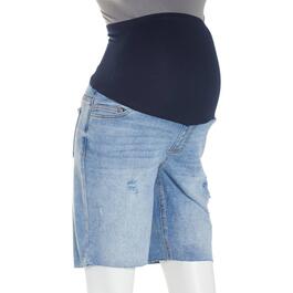Womens Harper Grey Over The Belly Raw Edge Maternity Shorts