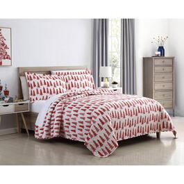 Spirit Linen Home&#40;tm&#41; Holiday Red Trees Quilt Set