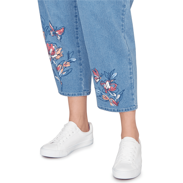 Plus Size Alfred Dunner Austin Floral Butterfly Pull-On Jeans