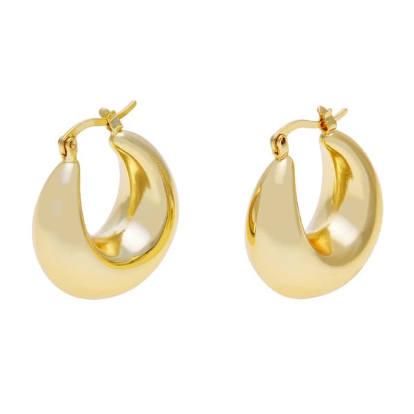 Marsala Gold Over Brass Puffed Hoop Earrings - image 