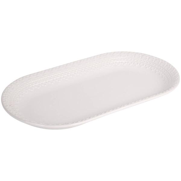 Home Essentials Pure White 15in. Oval Embossed Lace Platter - image 