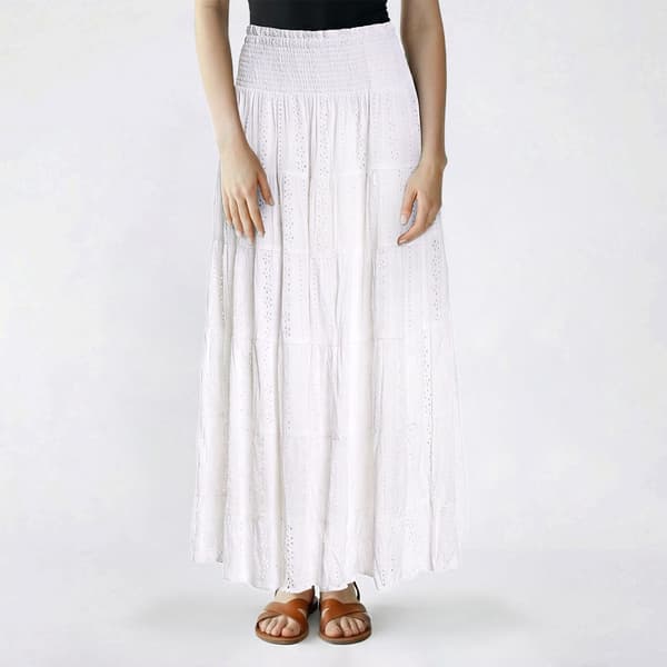 Juniors Angie Eyelet Smock Waist Tier Maxi Skirt