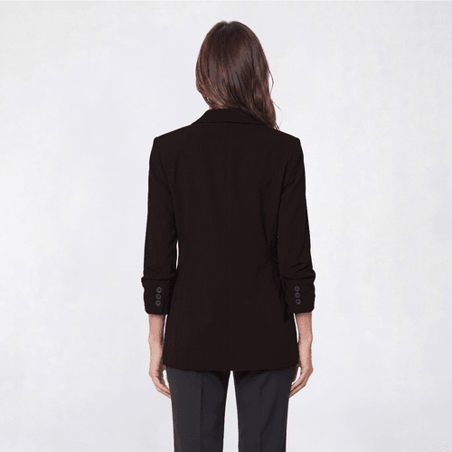 Womens DKNY Long Sleeve One Button Solid Ruched Sleeve Blazer - image 
