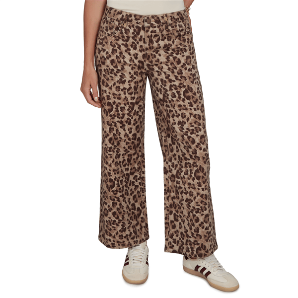 Womens Ruby Rd. Game of Luxe Leopard Wide Leg Jeans