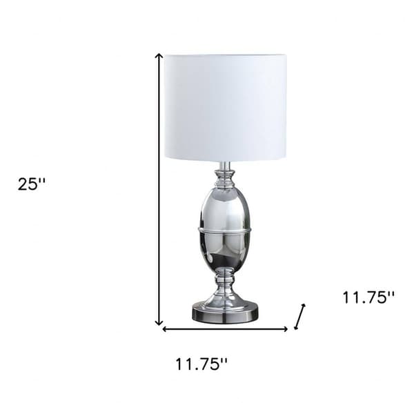 HomeRoots 25in. Silver Metal Urn Table Lamp