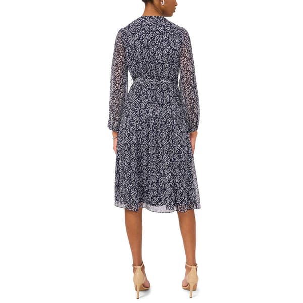 Petite MSK Long Sleeve Print Pintuck Midi Dress