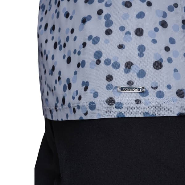 Womens Calvin Klein Short Sleeve Ruch Shoulder Dot Blouse