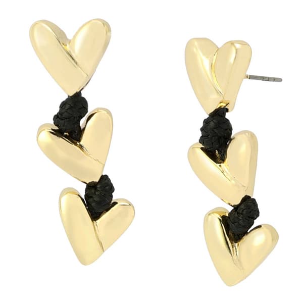 Steve Madden Gold-Tone Heart Cord Linear Earrings