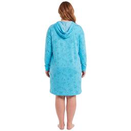 Plus Size Charmour Long Sleeve Star & Moon Hooded Nightshirt