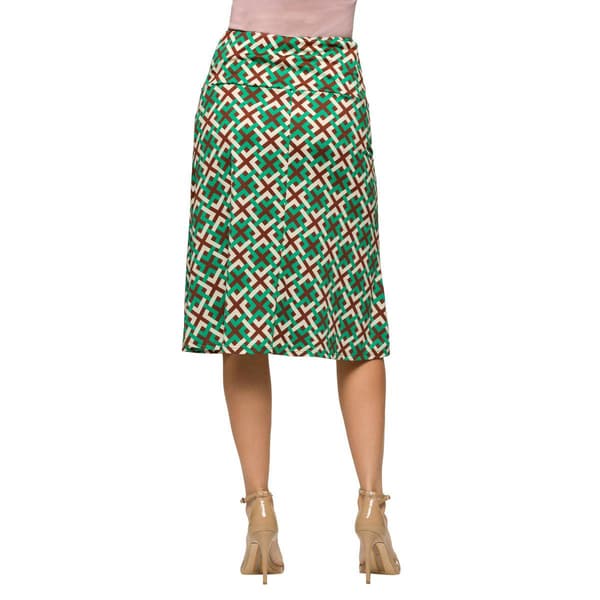 Womens 24/7 Comfort Apparel Green Geometric Comfortable Skirt