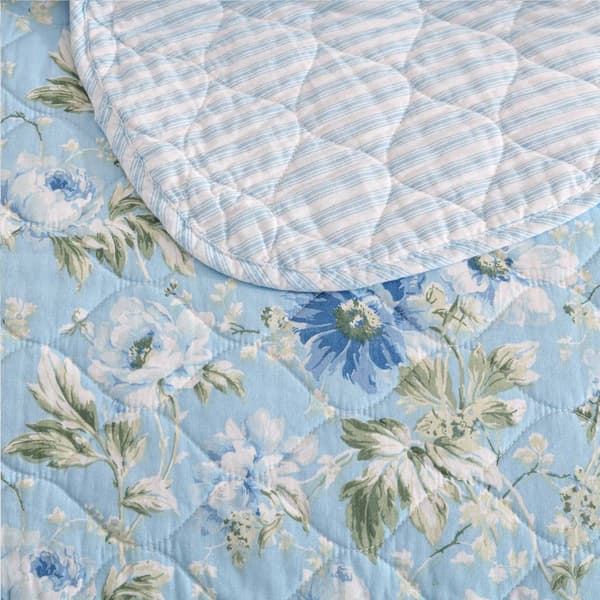 Laura Ashley Peony Garden Cotton Reversible Quilt Set