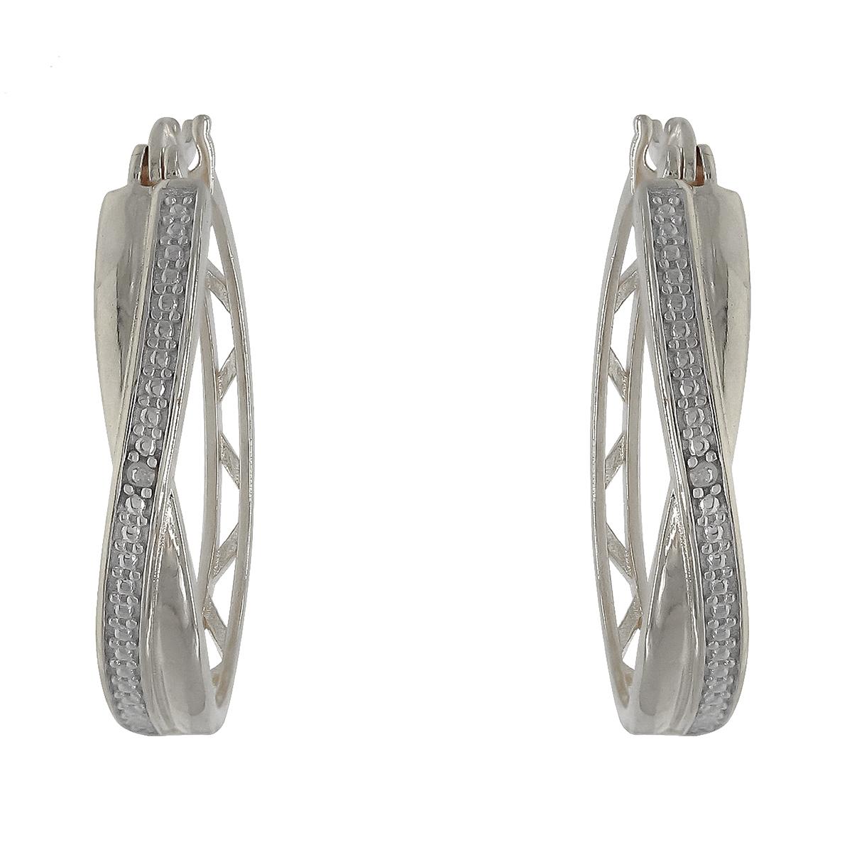 Gianni Argento Sterling Silver Diamond Accent Twist Hoop...