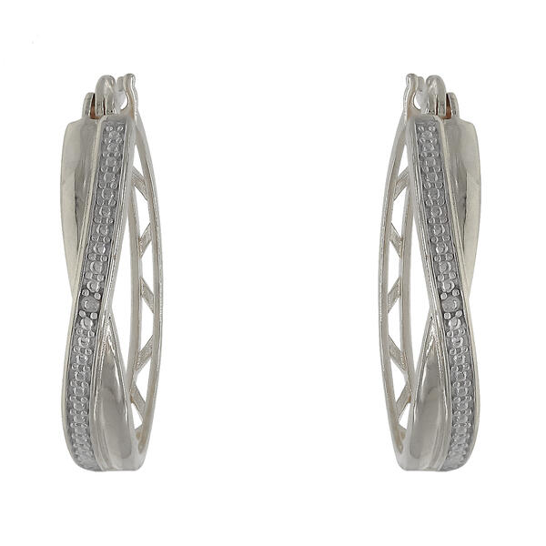 Gianni Argento Sterling Silver Diamond Accent Twist Hoop Earrings - image 