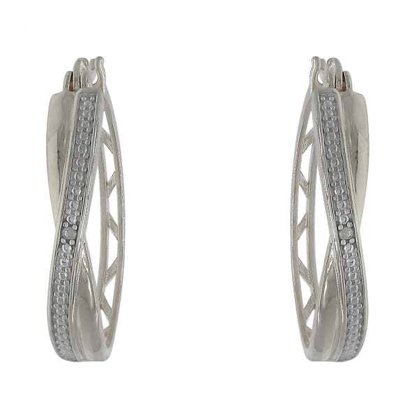 Gianni Argento Sterling Silver Diamond Accent Twist Hoop Earrings - image 