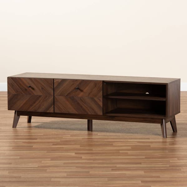 Baxton Studio Hartman Mid-Century Walnut Brown Wood TV Stand