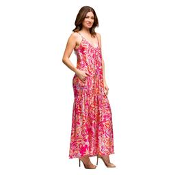Womens 24/7Comfort Apparel Pink Spaghetti Strap Maxi Dress