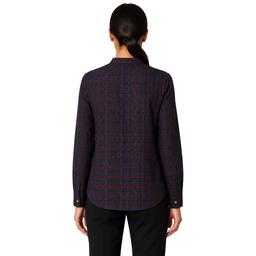 Womens Zac & Rachel Long Sleeve 1/2 Button Down Plaid Blouse